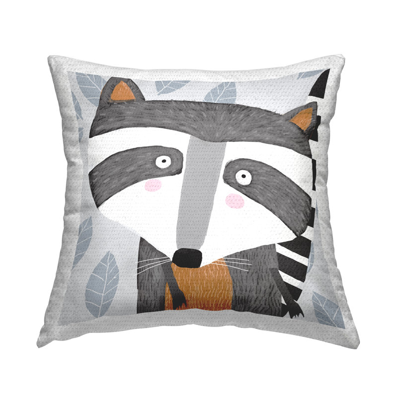 Coussin décoratif à motif de feuilles Fun Raccoon par Carla Daly