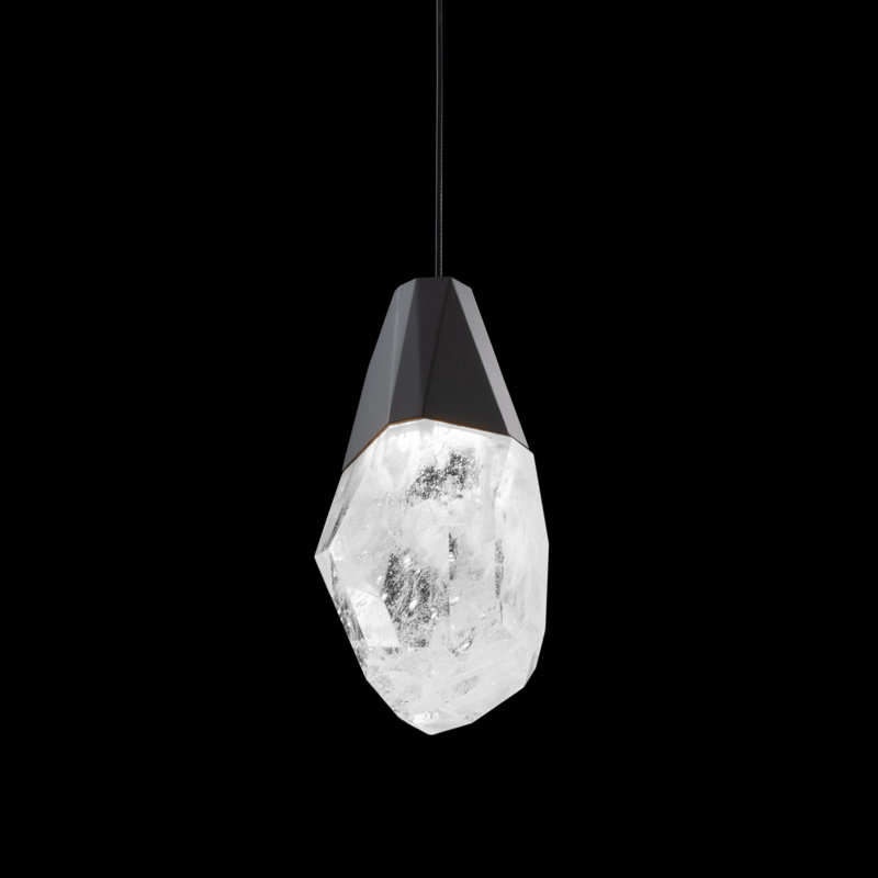 Martini 1 - Light LED Single Pendant, Black, Clear Optic Crystal