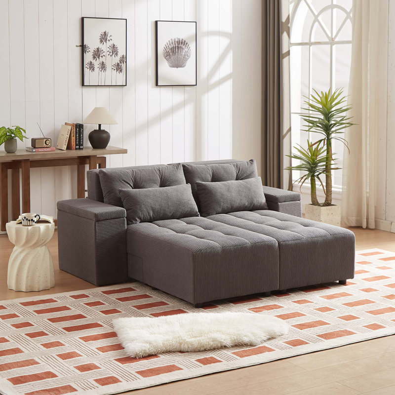 Lazos 76'' Corduroy Sofa, Gray Corduroy