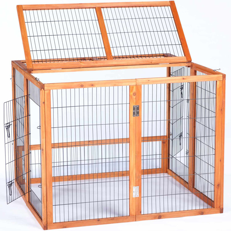 Frias Weather Resistant Rabbit Playpen, 33.5" H x 40" W x 43.75" L