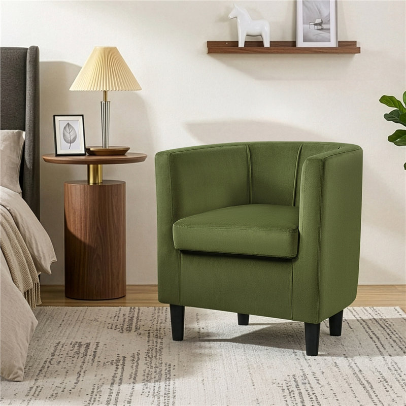Fauteuil demi-tonneau Birkan, Olive Green Velvet