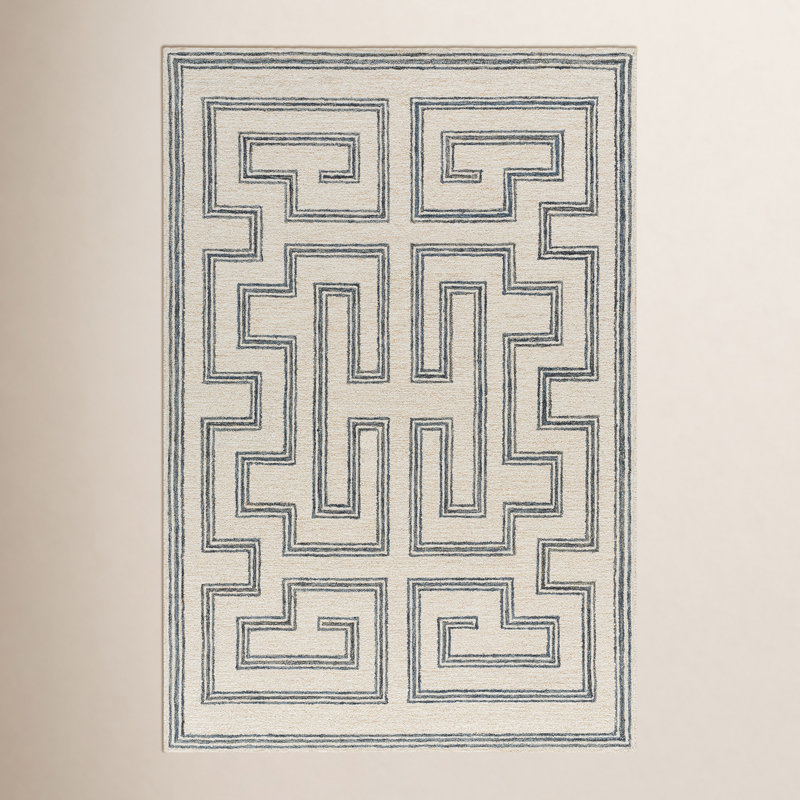 Tapis rectangulaire noir / brun en laine touffeté à la main Desiree, Rectangle 8 pi x 10 pi