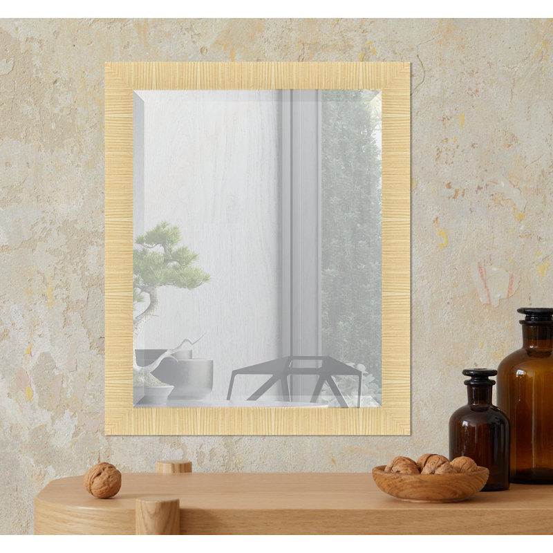 Ahlrich Rectangle Wall Mirror, Natural Brown, 33" x 27"