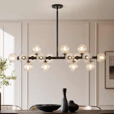 16 - Light Dimmable Bubble Glass Sputnik Modern Linear Chandelier