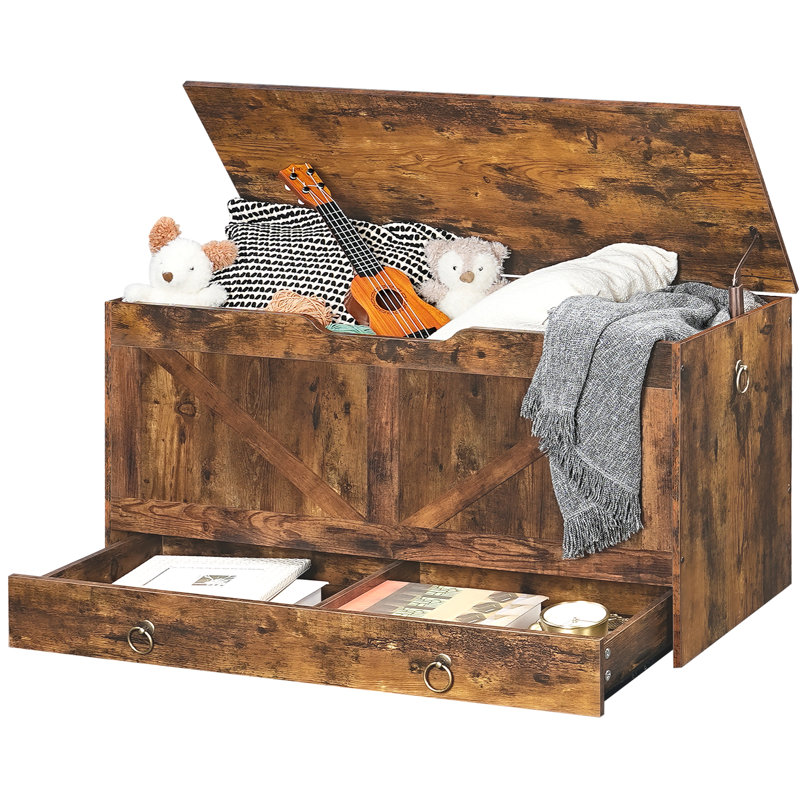 Cheynne Storage Blanket Chest with Drawer, Rustic Brown