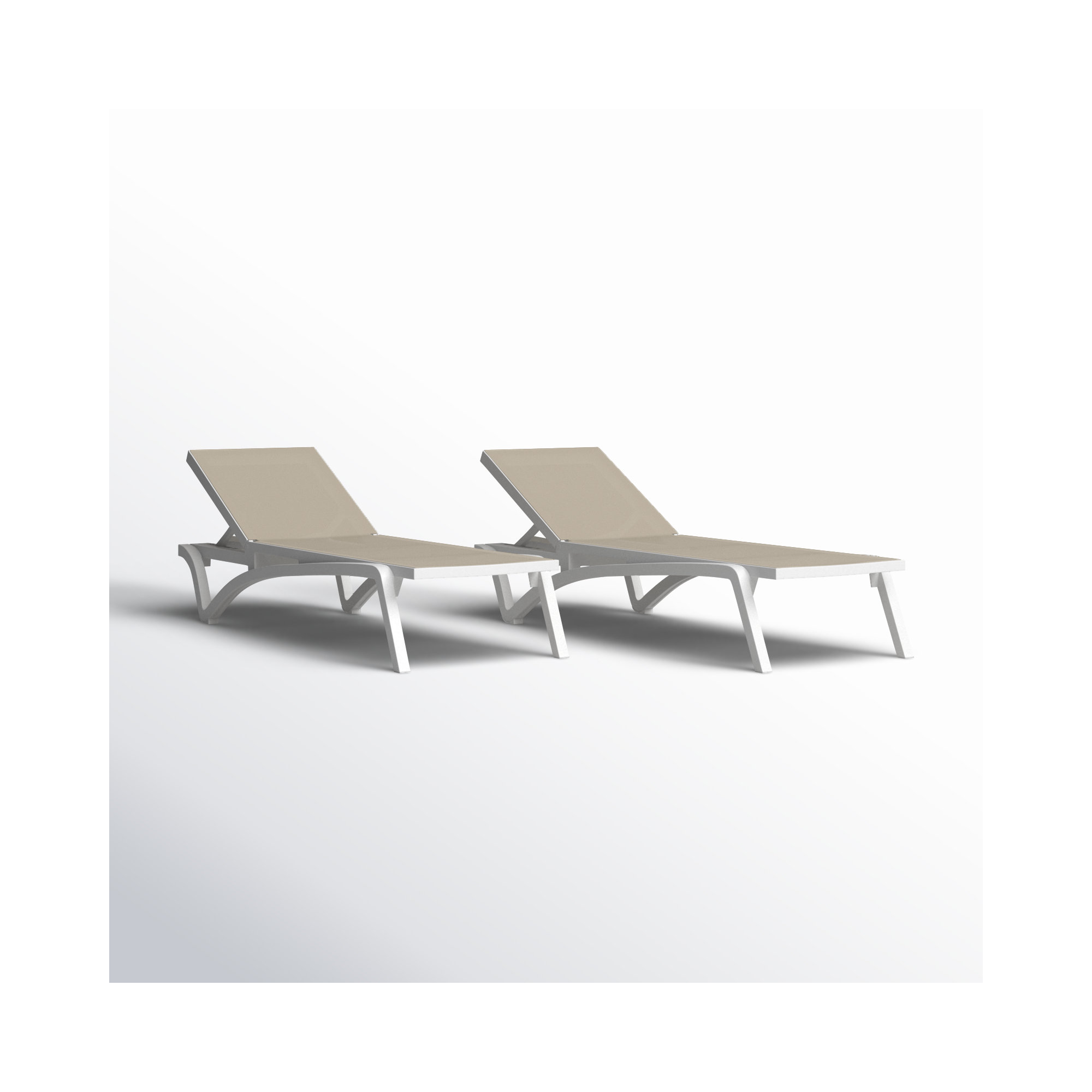76" Long Reclining Single Chaise, White/Taupe