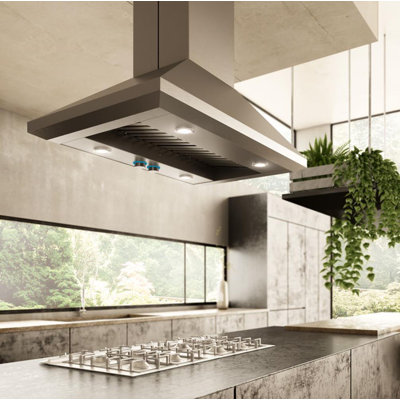 Elica 42" Stainless Steel 1200 CFM Ducted (Vented) Island Range Hood with Baffle Filter