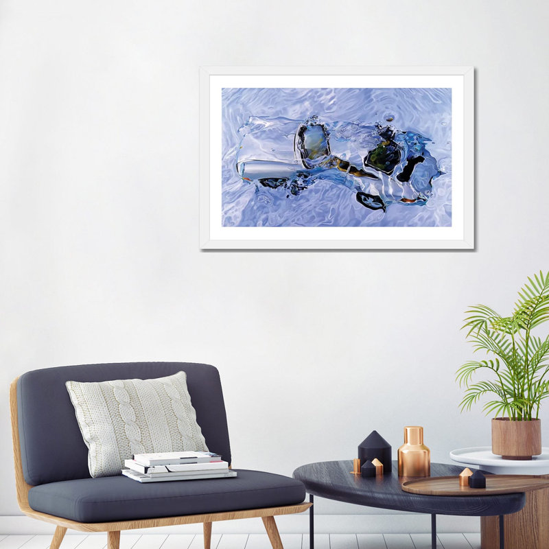 " Chlorine V " by Marcello Petisci, 24" H x 32" W x 1" D, White, White Framed Paper