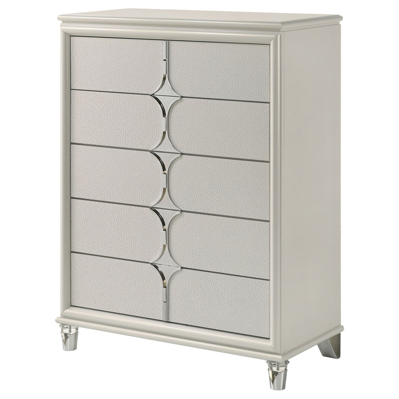 Commode 5 tiroirs Pearl White