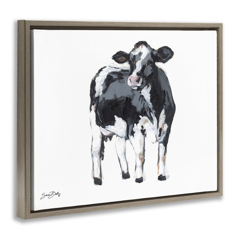 Cadre flottant regardant la vache laitière, design par Sara Baker, Cadre flottant orme Montalcino, H 17 po x l 21 po