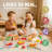 Wooden Play Food for Kids Kitchen, Cutting Fruit for Toy Kitchen Accessories, Four-Color Fruit to Match Color