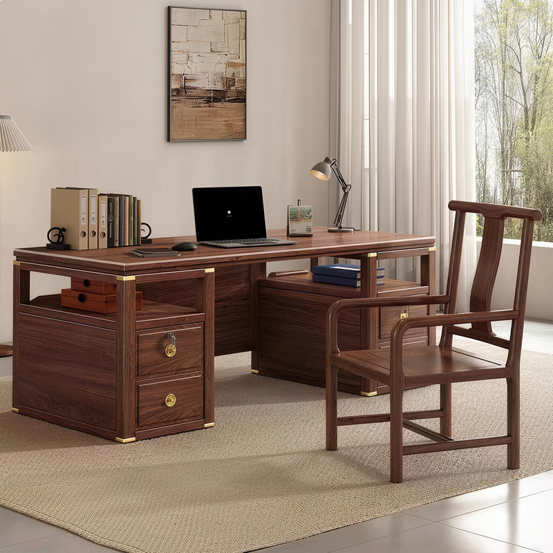 Nouveau bureau rectangulaire en bois massif brun de 62,99 po