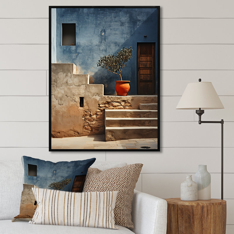 " Buddhism Mimalism Scenery I ", Black Floater Framed, 32" H x 24" W x 1" D