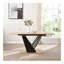 Table de salle à manger extensible de 61,81 po (46,46 po), table rectangulaire géométrique moderne avec structure en métal robuste et base en panneau de fibres à densité moyenne, plateau de table en bois réglable pour la maison, la salle à manger et les espaces de bureau