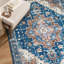 Tapis lavable à motif floral bleu vintage avec une couche rembourrée de 3 mm-836207927