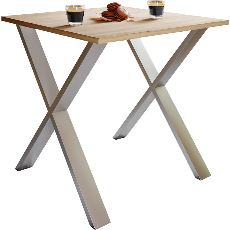 Alwilda Metal Base Dining Table, Tan, 76cm H x 80cm W x 50cm D, Natural brown