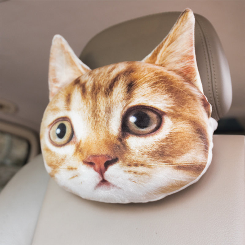Coussin de tête de voiture mignon avec tête d'animal pour la conduite avec sangle