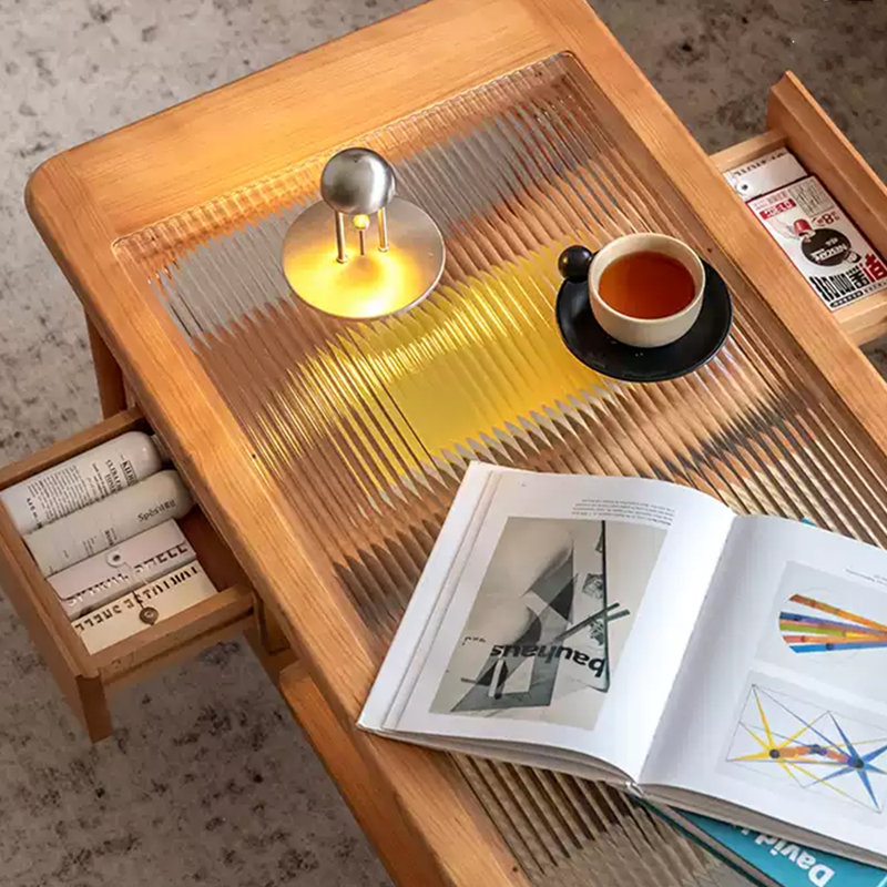 Solid wood and cherry wood coffee table