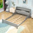 Wooden Platform Bed with Integrated LED Motion Sensor Light, Flexible Bed Guardrails and Shelf-312015104-312015117