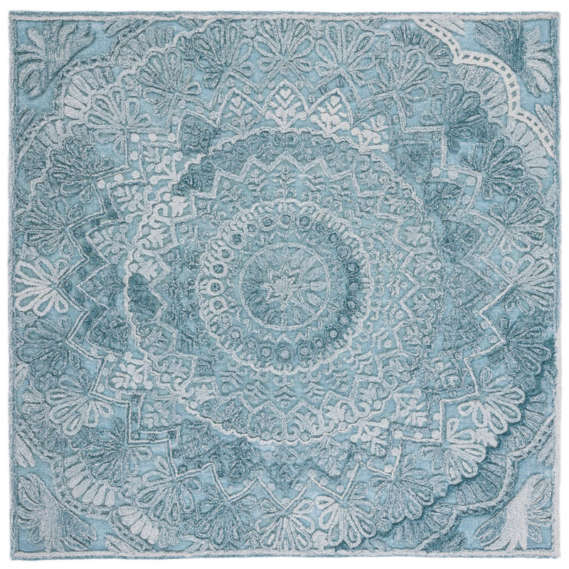 Tapis géométrique touffeté à la main Stephnie, Carré 6 pi