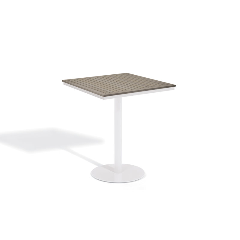 Table de bar Travira, L 38 po x l 38 po, Craie / Tekwood rétro