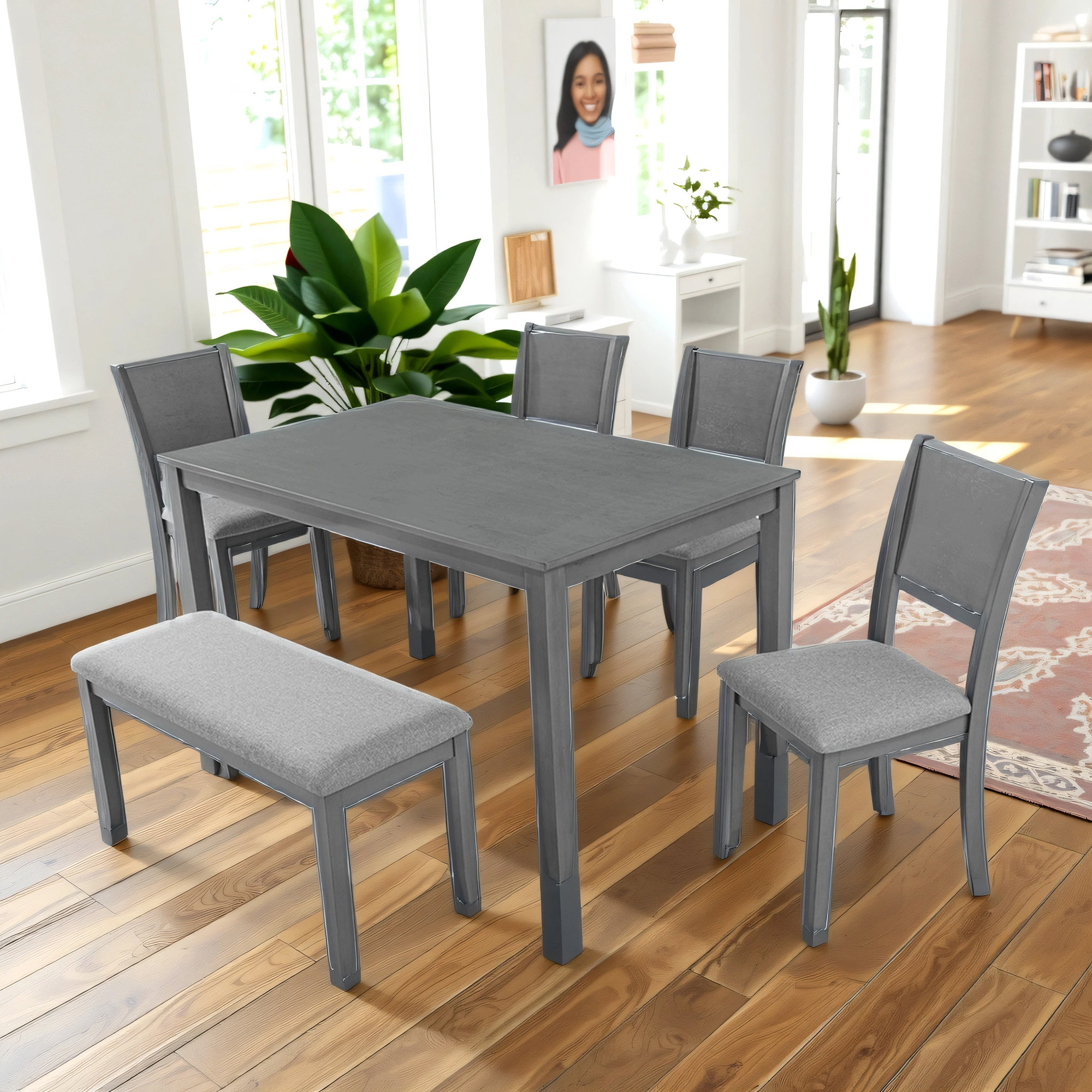 Lark Manor??? 6 Piece Kitchen Dining Set, Rectangular Wooden Dining Table ...
