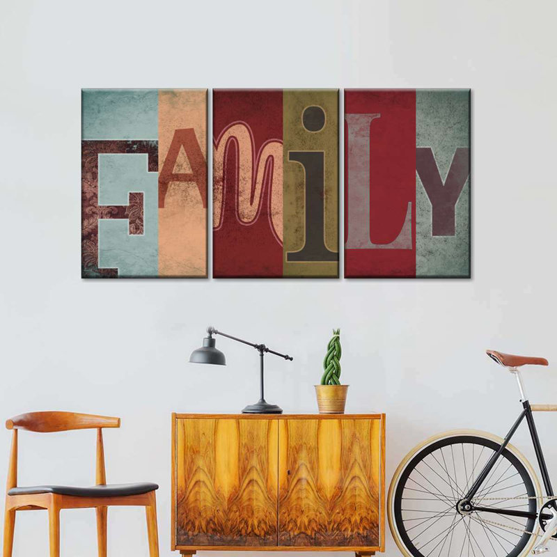 " Family Typography I " 3 - Pieces, 32" H x 15" W x 1.25" D