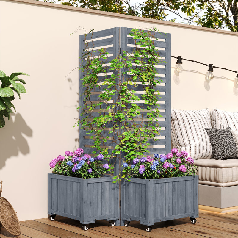 Wood Planter Box, Grey