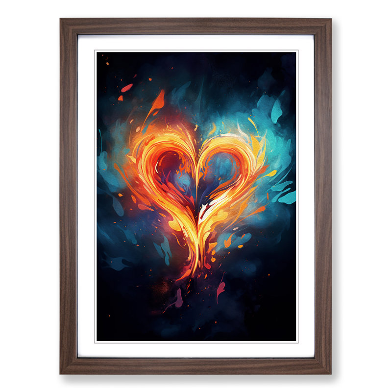 Love Heart Digital - Single Picture Frame Print on Wood, 34cm H x 25cm W x 2cm D, Walnut Framed