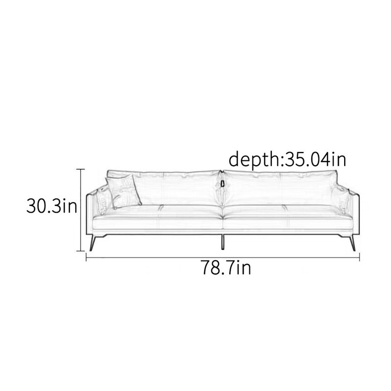 Canapé de bureau italien simple, 3, H 30,3 po x l 78,7 po x P 35,04 po