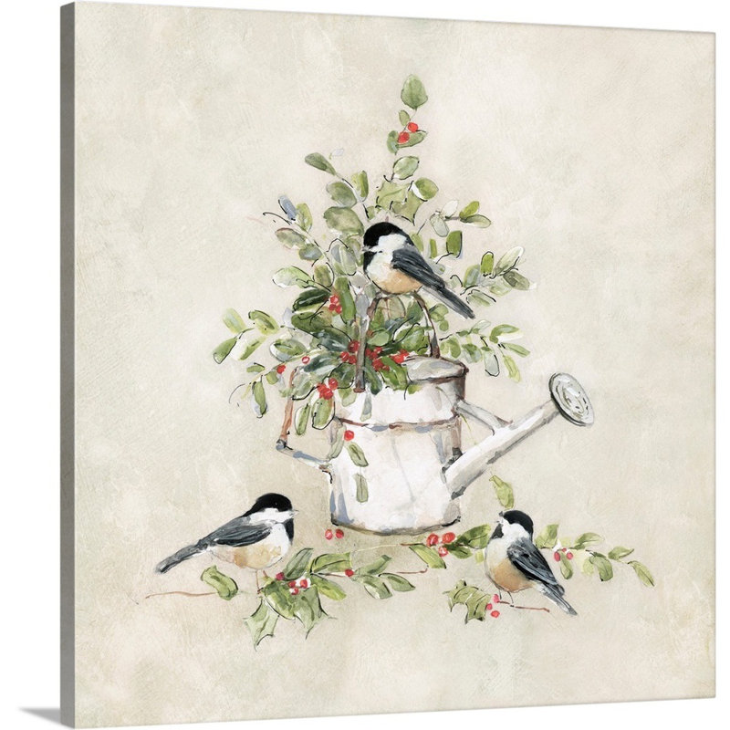 Winter Garden Gathering I - peinture sur toile tendue, H 16 po x l 16 po