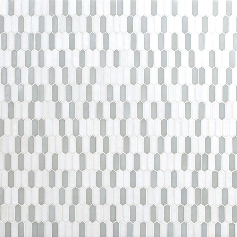 Rietto Cresta Dusk Spire 10 in. x 12 in. Glossy Glass Mosaic Wall Tile, Cresta Mist