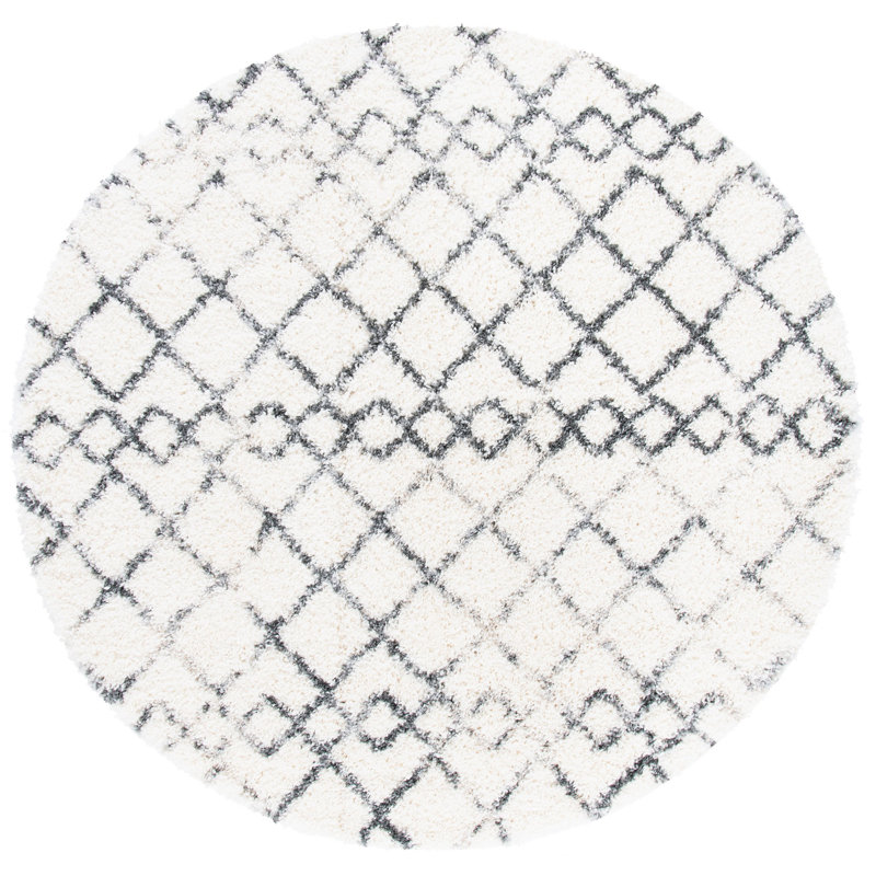 Tapis ivoire / gris Adame, Rond 6 pi 7 po