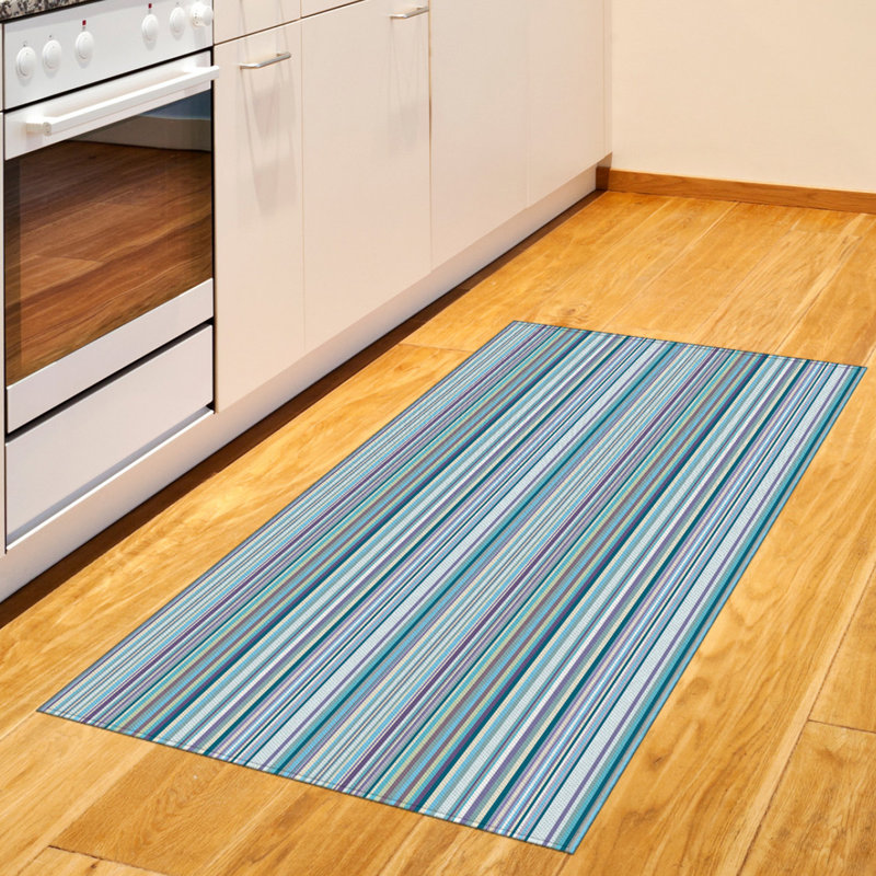 Tapis décoratif rayé en fibre de polyester à haute densité, Rectangle 2 pi 7 po x 5 pi