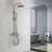 3 Function Tub and Shower Faucet Combo, 9" Rain Shower Head with Hand Held Sprayer and 180°Swivel Tub Filler with Rough-in Valve-92697787