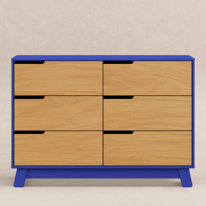 Hudson 6 Drawer 48" W Double Dresser, Cobalt/Honey