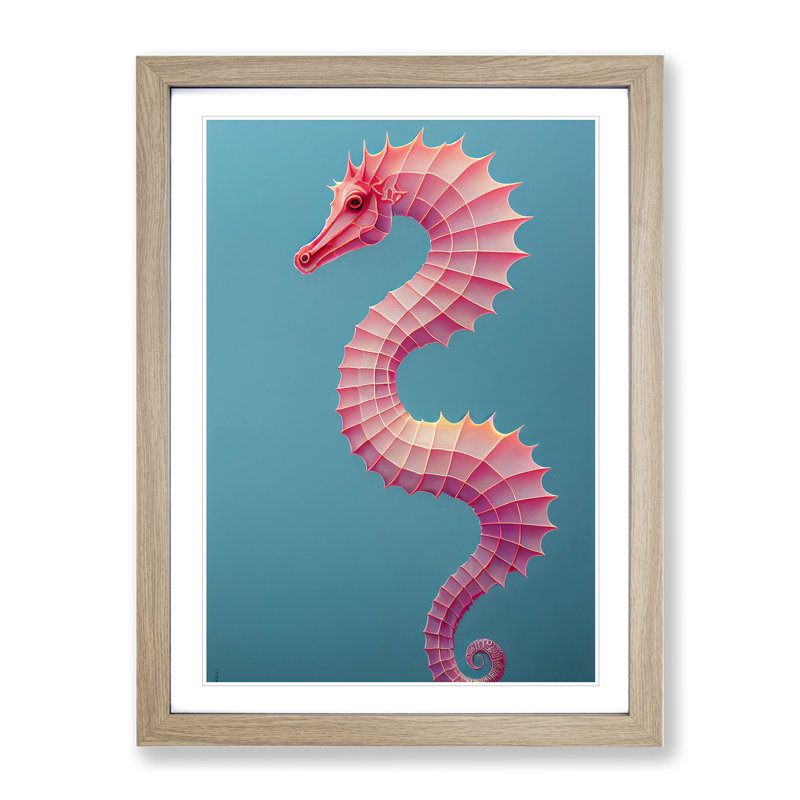 Profile Of A Seahorse No.2 - Single Picture Frame Print, 64cm H x 46cm W x 2cm D, Oak Framed