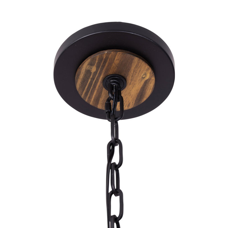 Suratto Pendant - 30"W x 23.25"H - Matte Black/Medium Walnut, Matte Black/Medium Walnut