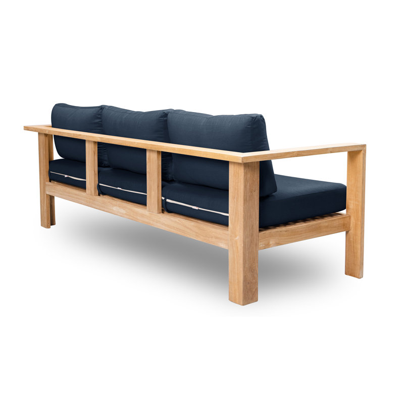 Ando Teak Patio Sofa with Sunbrella Cushions, Spectrum Indigo Sunbrella®