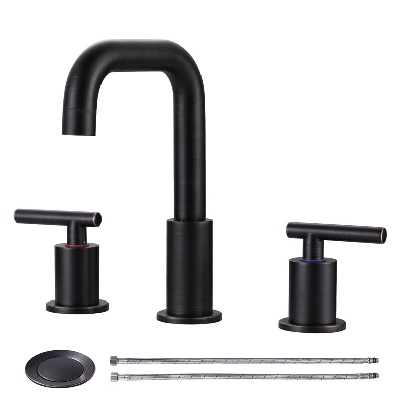 Widespread Faucet 2-Handle Bathroom Faucet With Drain Assembly, Oil Rubbed Bronze