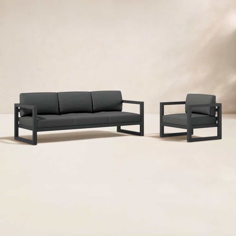 Avion 2 Piece Sofa Set, Canvas Charcoal Sunbrella® Canvas, Slate