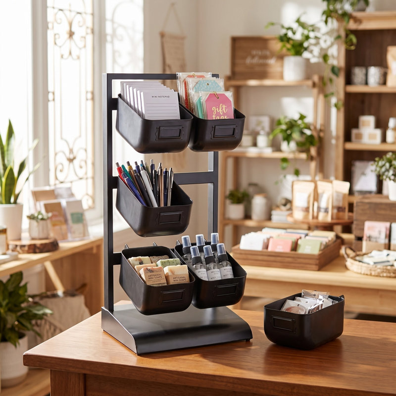 6 Metal Bin Tabletop Organizer