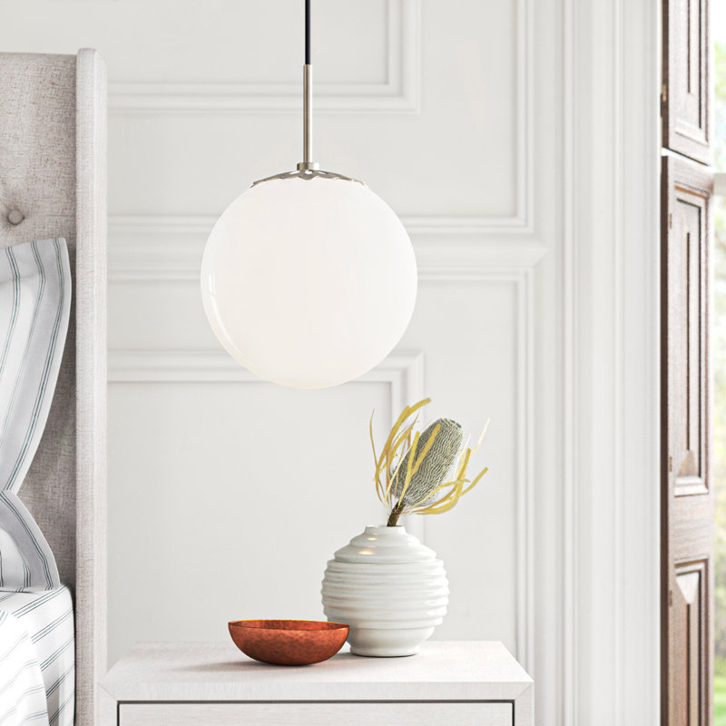 Luminaire suspendu en forme de globe à 1 lumière Bagimont, Nickel poli