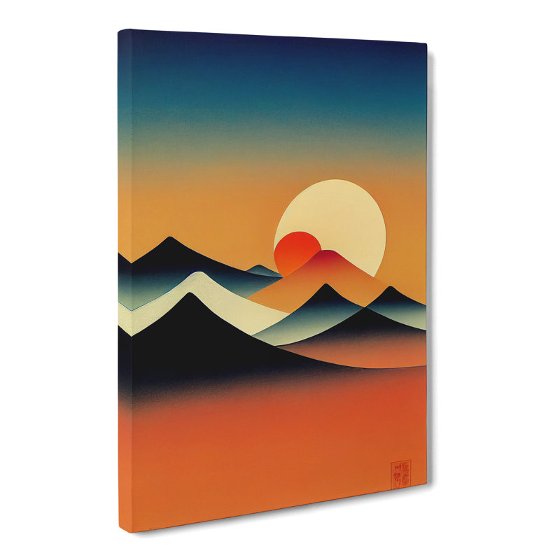 Japanese Sunset Suprematism - Wrapped Canvas Print, 50cm H x 35cm W x 3cm D