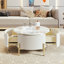 Round Coffee Table With 2 Large Drawers Storage Accent Table