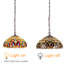 Luminaire suspendu en vitrail 2 lumières Tiffany