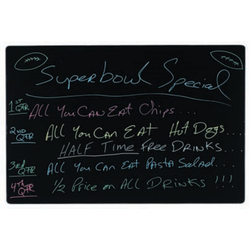 AARCO No Neon Markerboard Chalkboard, 11" H x 1'2" W