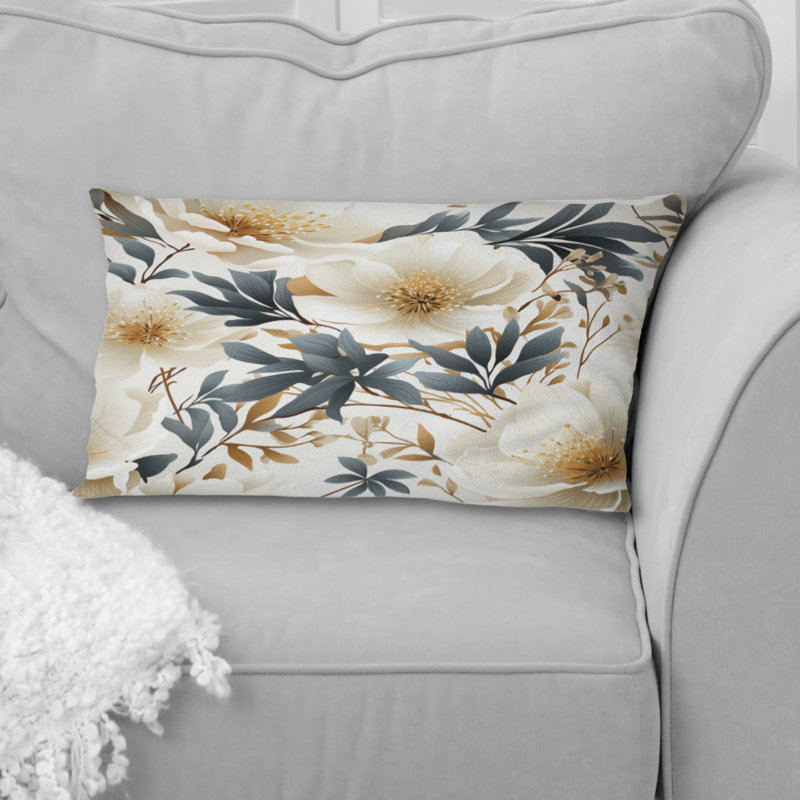 Coastal Tranquil Florals Collage Unveiled IV - Floral Printed Throw Pillow