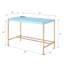 Bureau d'écriture rectangulaire bleu bébé et doré avec port de charge USB intégré | Idée de cadeau-1199620766