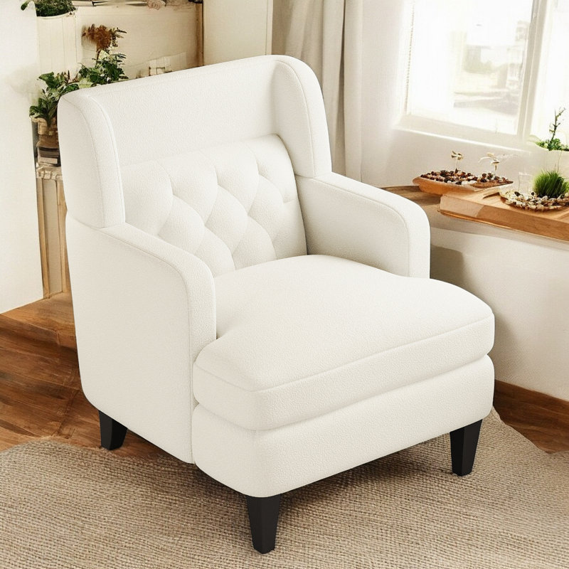 Chaise d'appoint rembourrée Charvae, Peluche beige